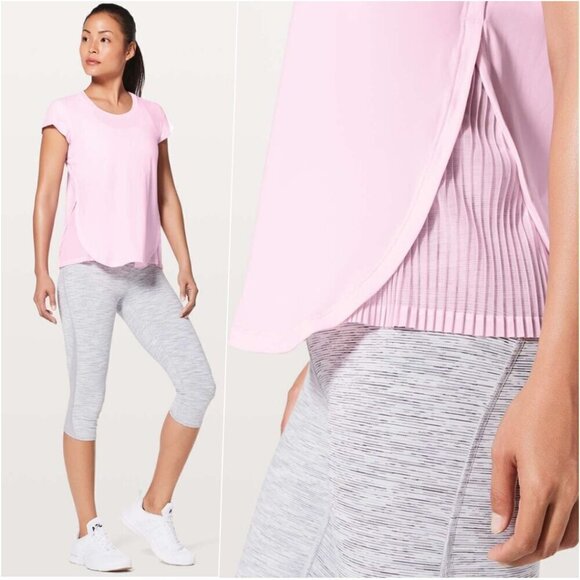 RARE Lululemon Pleated Sides Relaxed UV Protect Short Sleeve Blush Pink 6 NWOT - Picture 1 of 9